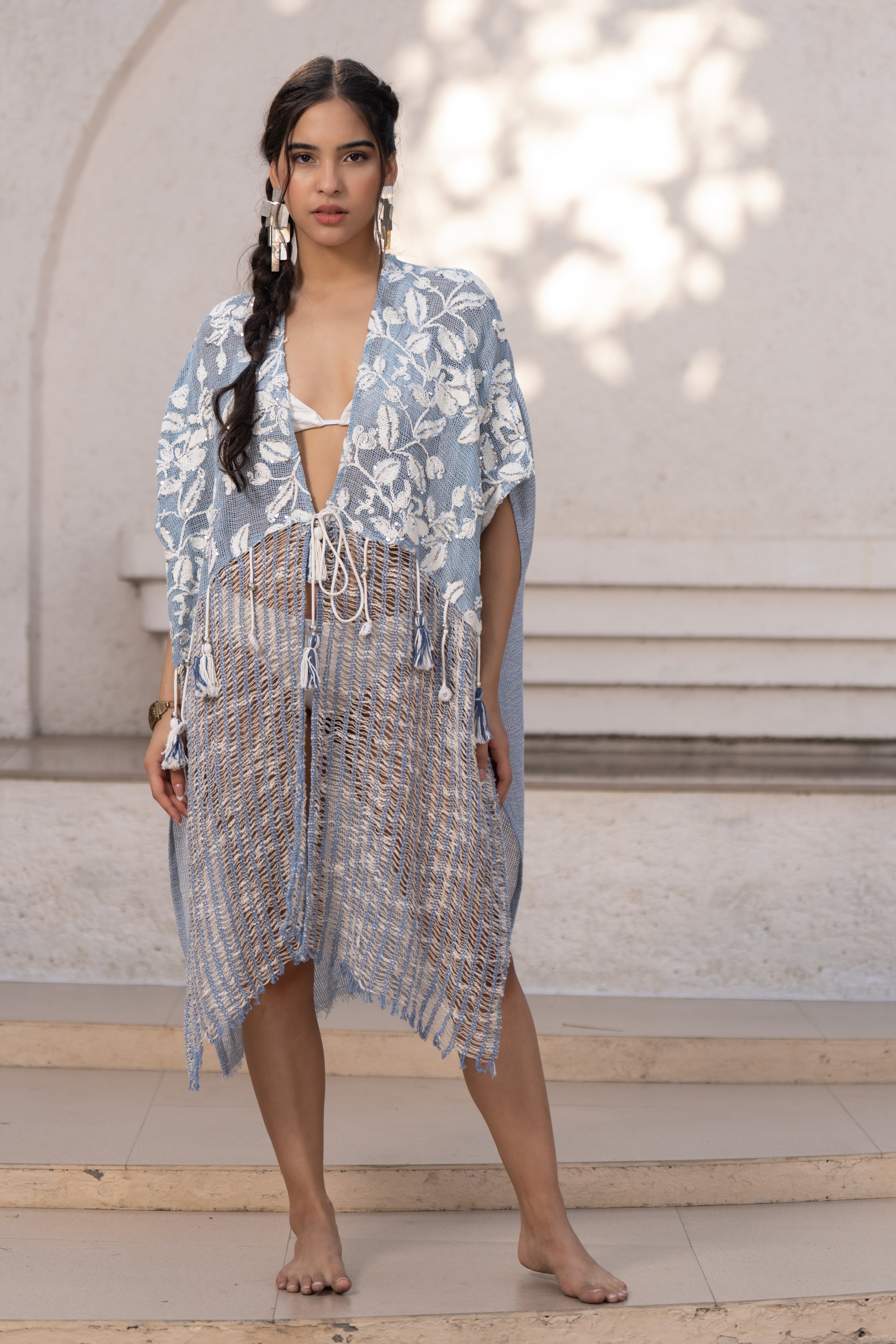 Jali Sequined Embroidery Kaftan