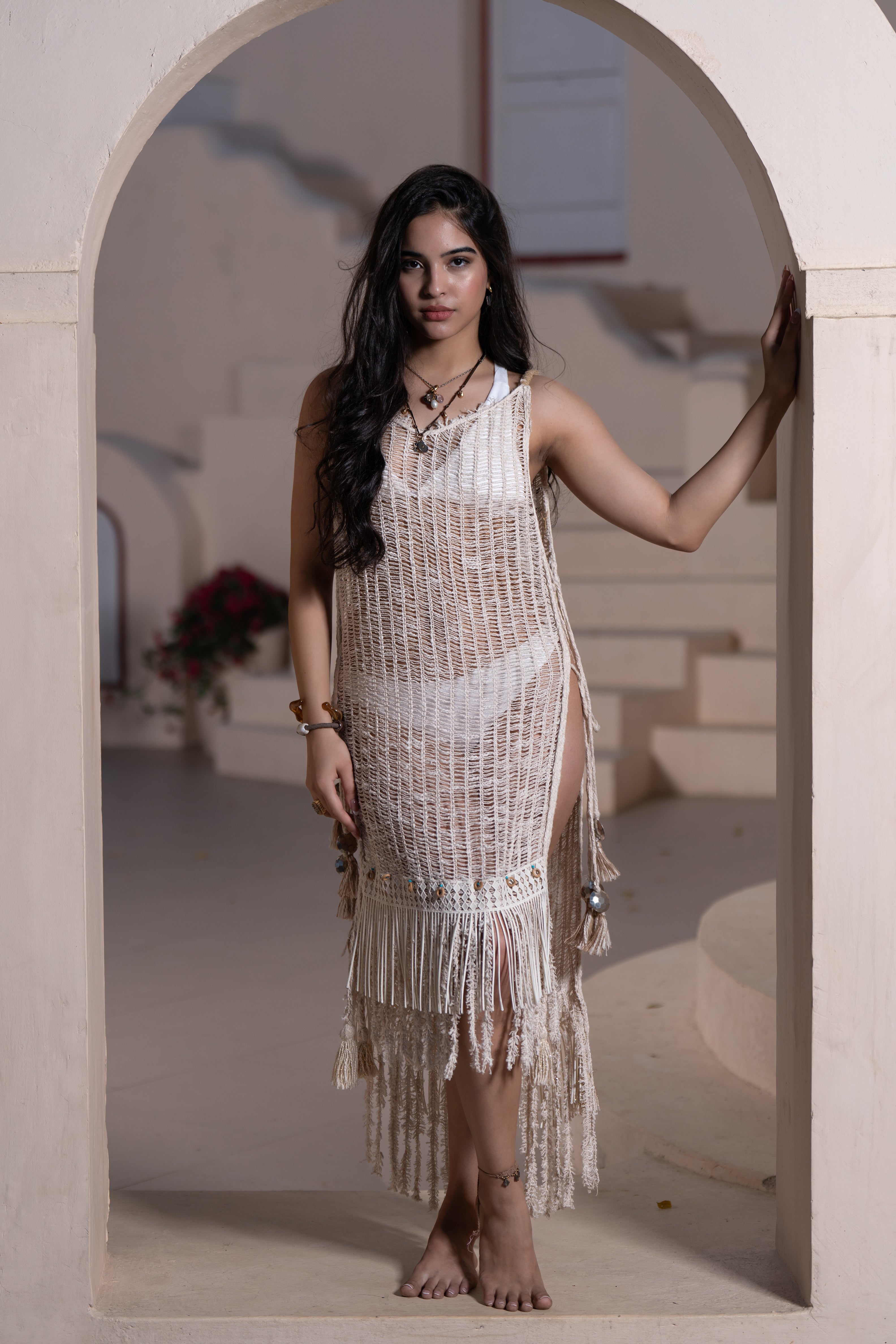 Limited Edition Embellished Sand Kaftan Dress