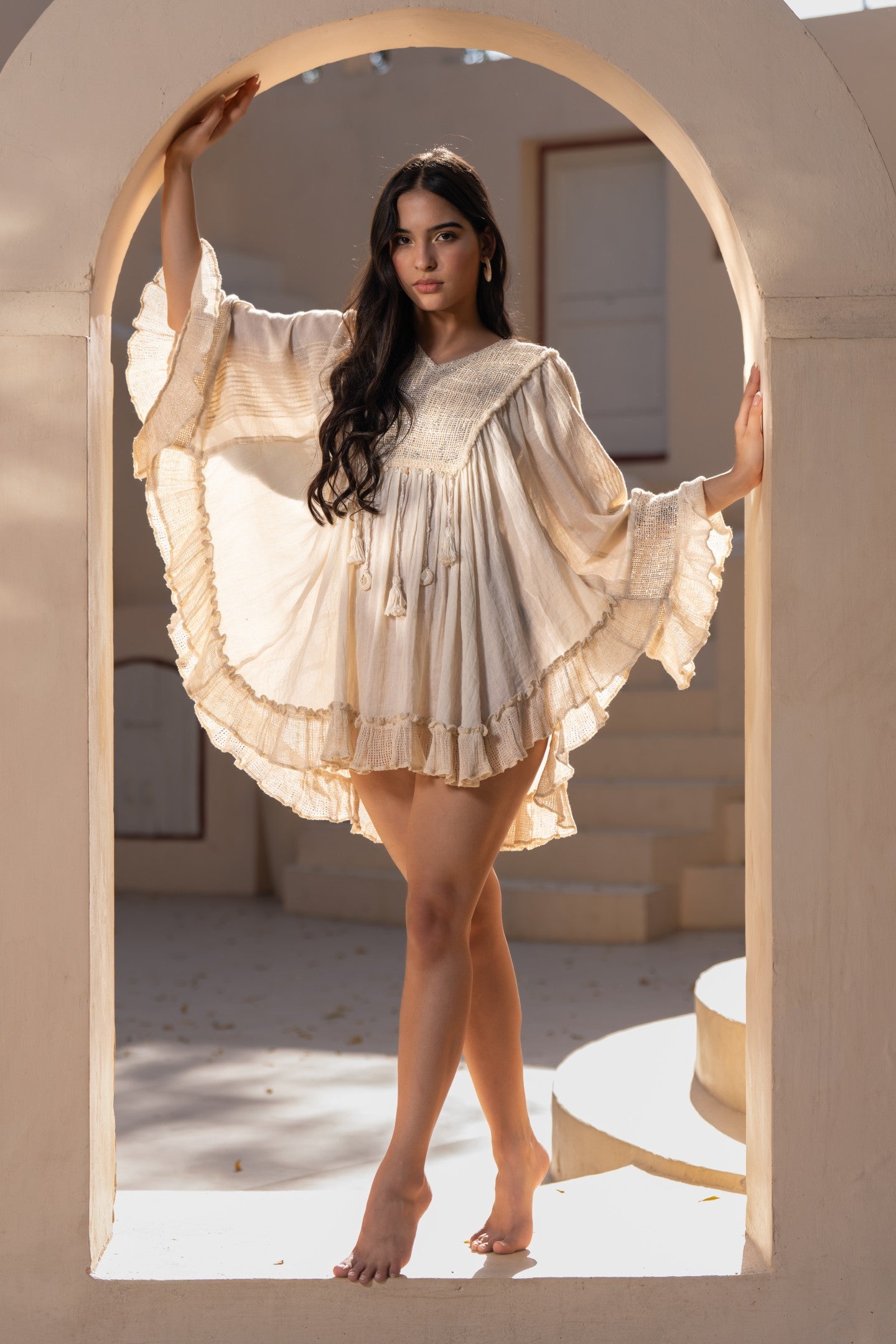 Metallic Ruffle Mini dress