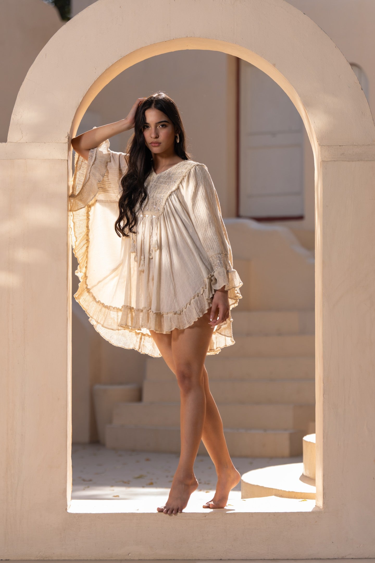 Metallic Ruffle Mini dress