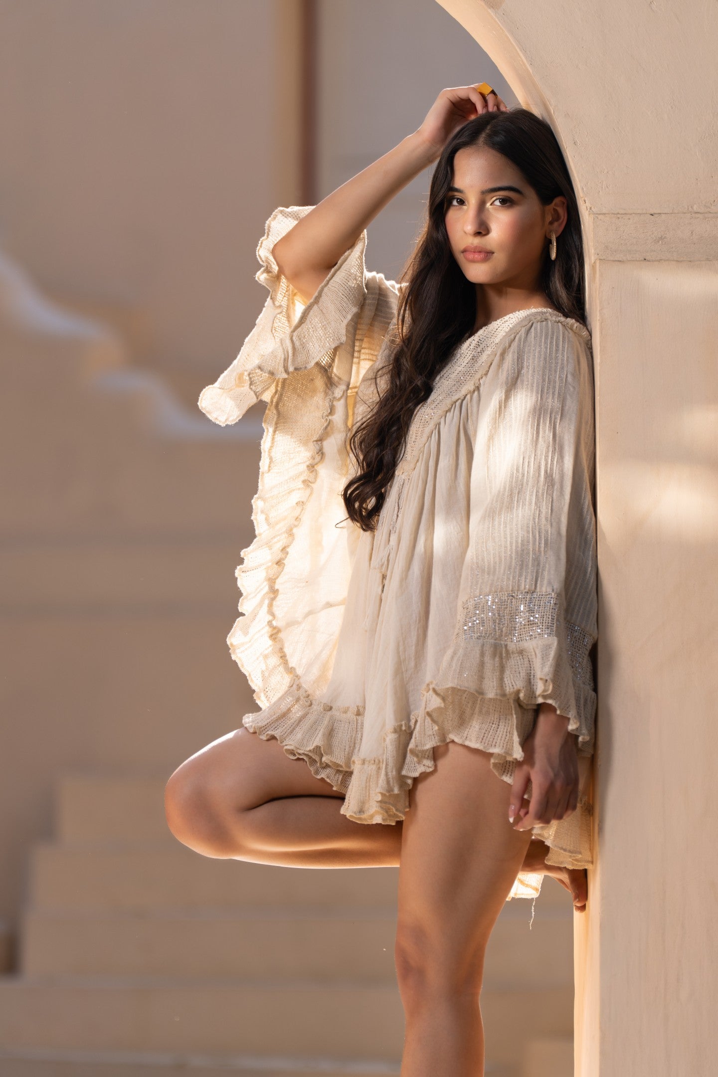 Metallic Ruffle Mini dress