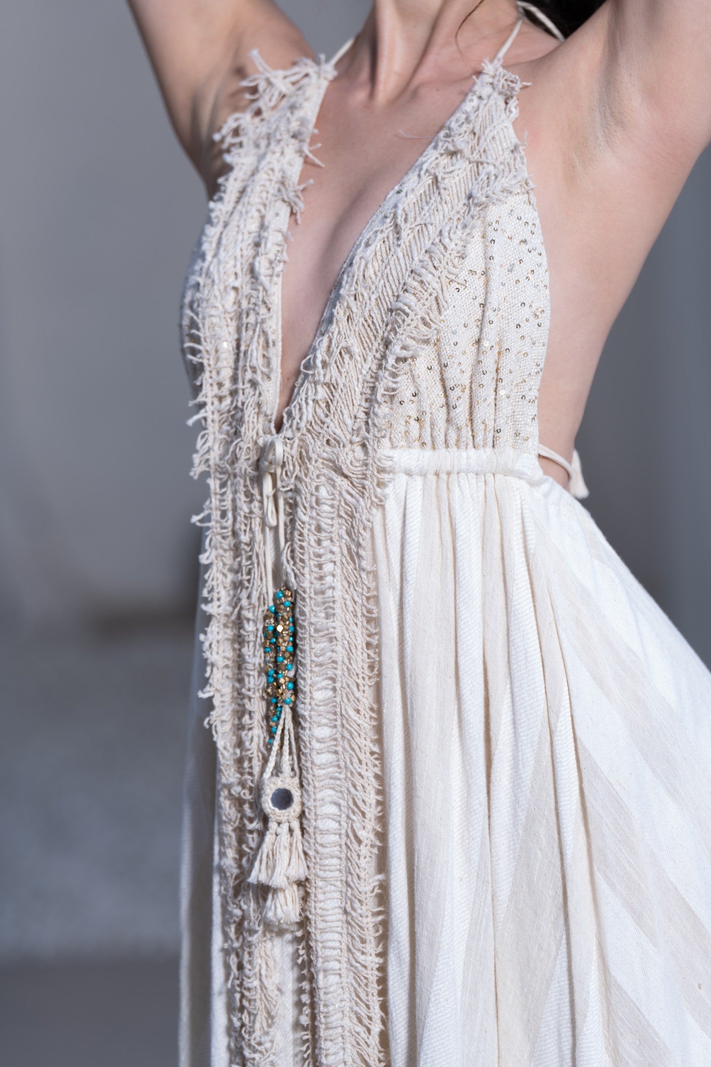 Textured Gold Sequined Long dress