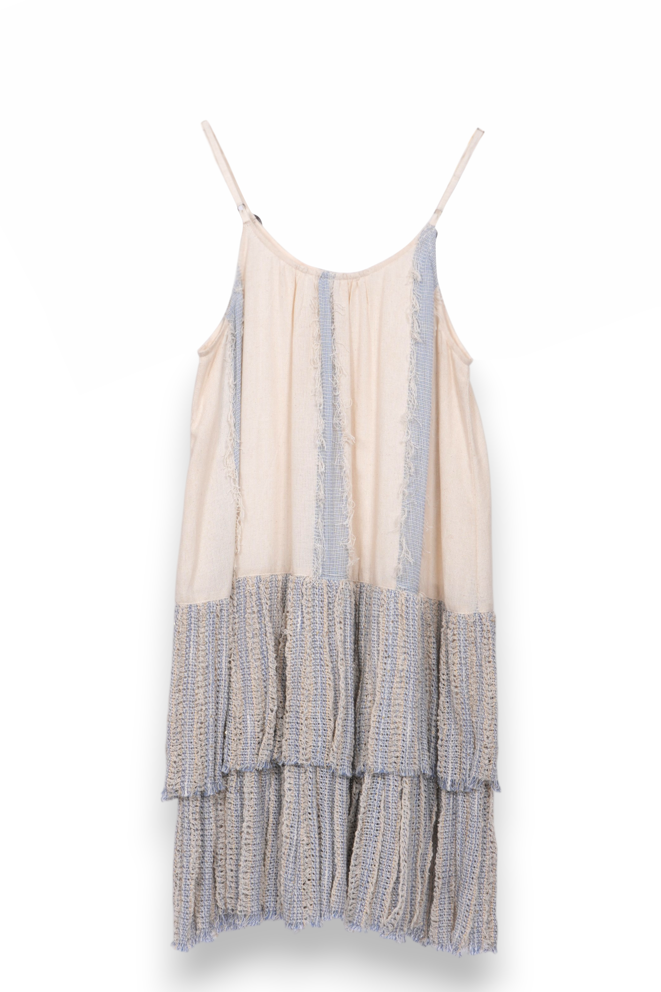 Fringe Jacquard Ruffle dress with mirror work