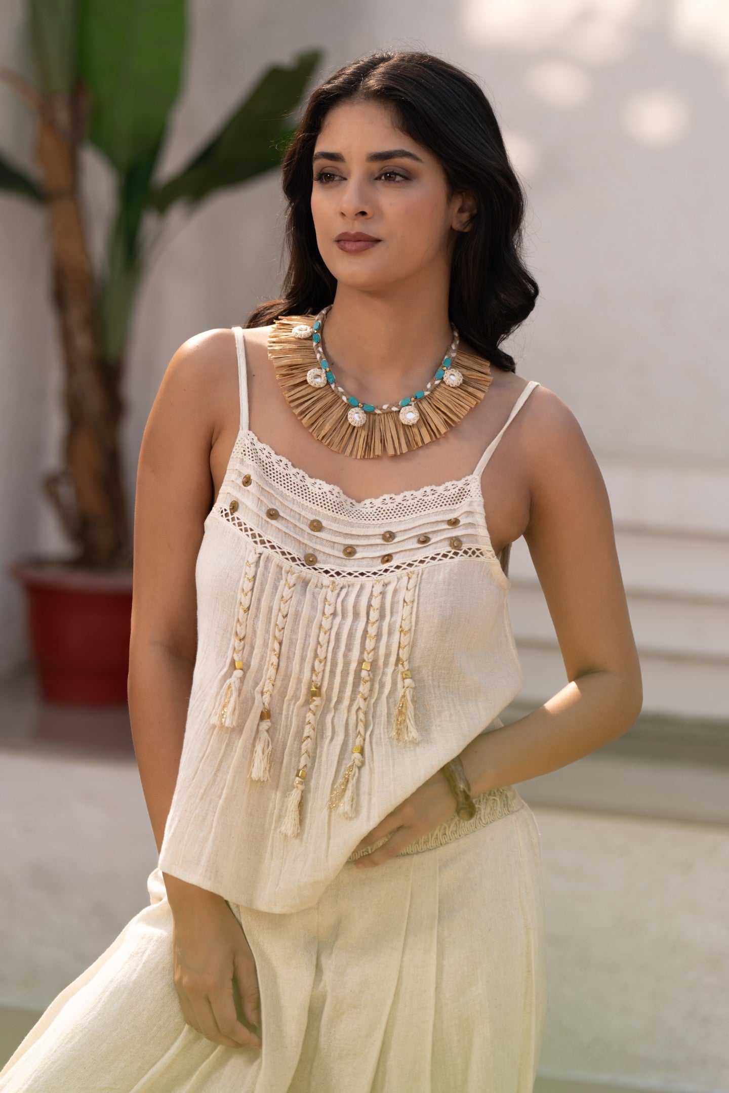 Embellished Linen Camisole