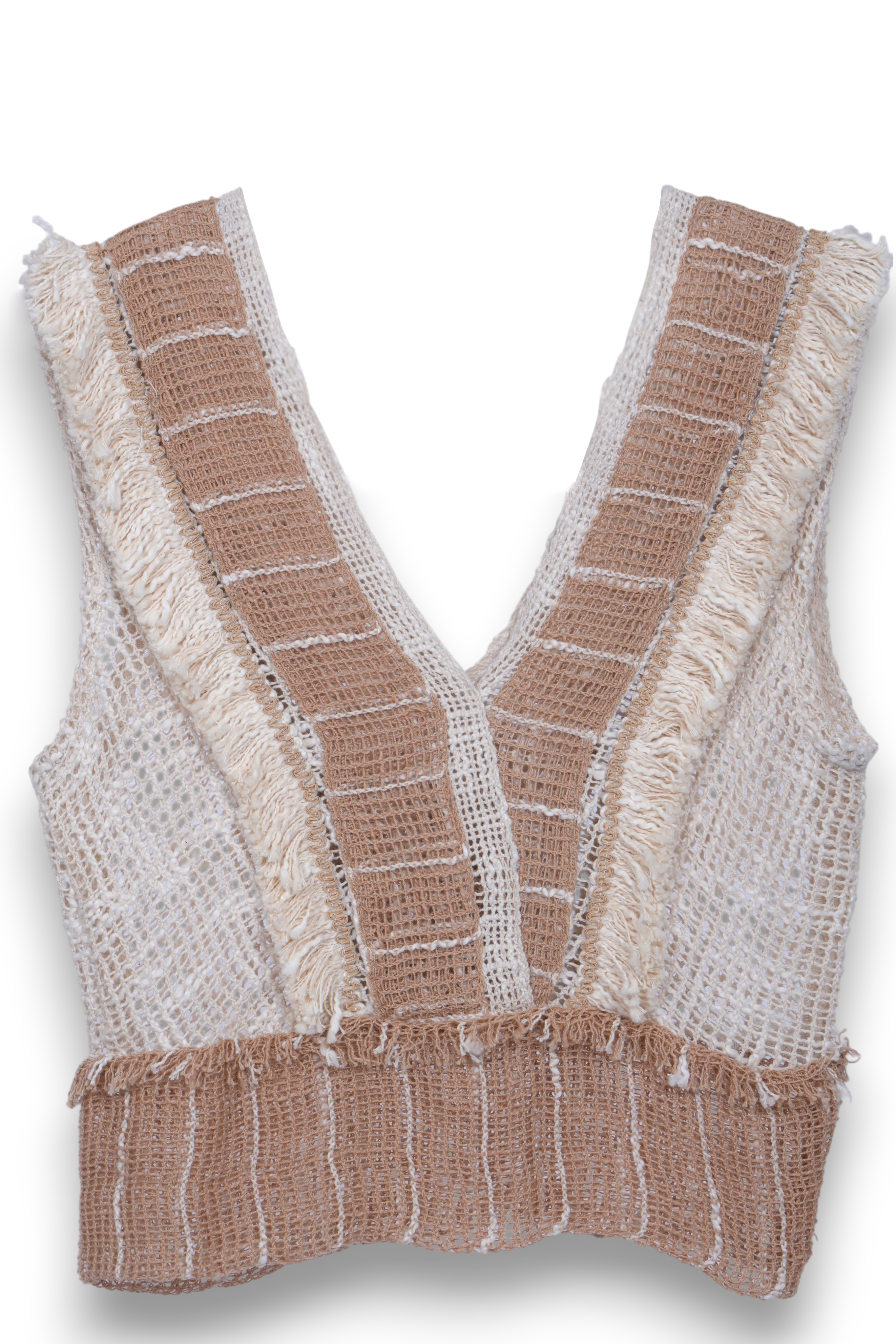 v neck fringe jali top