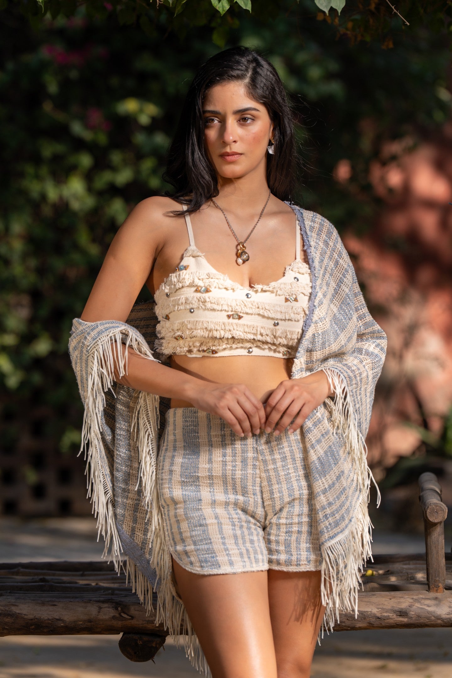 Jali striped open coverup