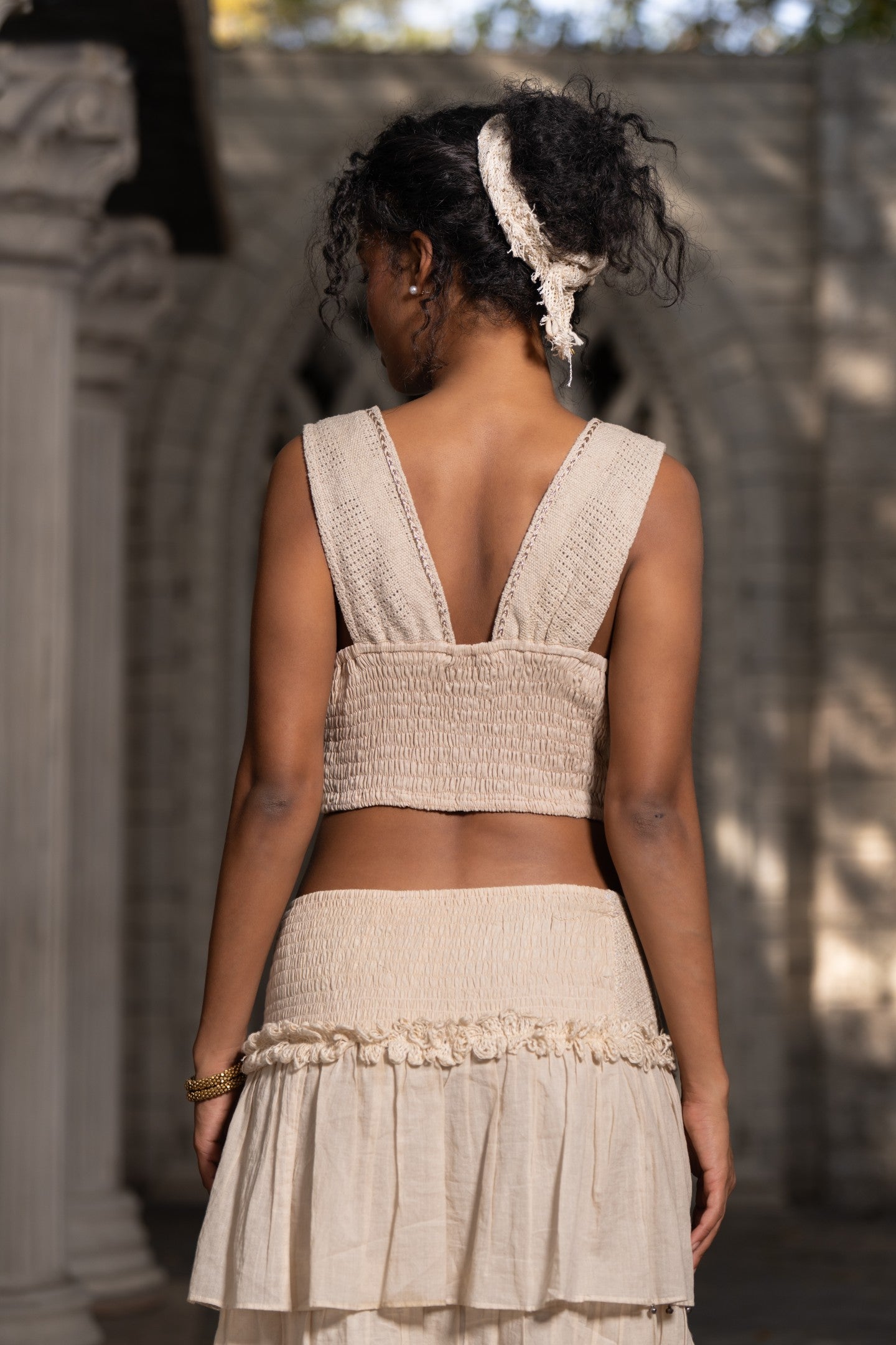 Sand Lace Crop Top