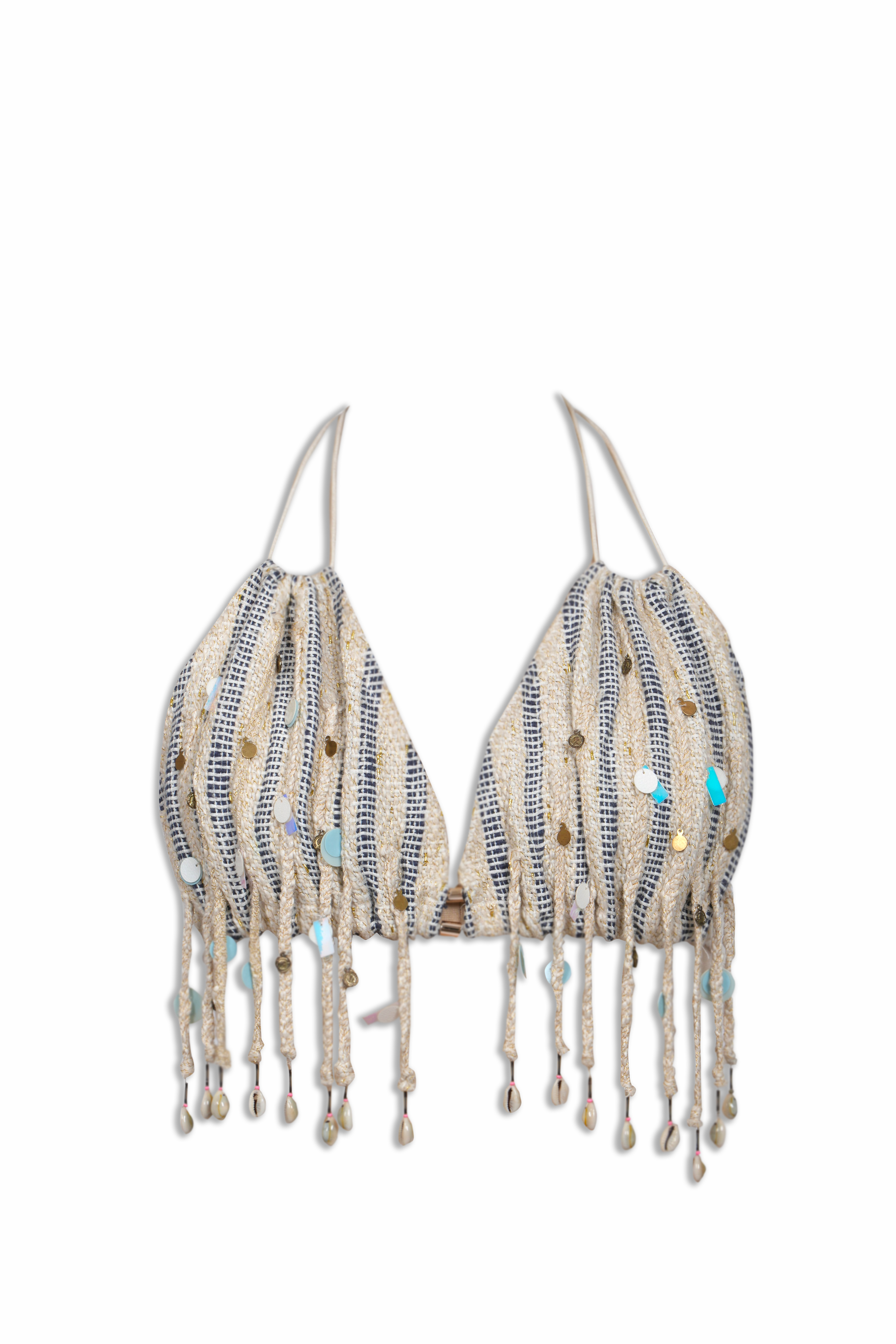 Stripe Embellished Bikini