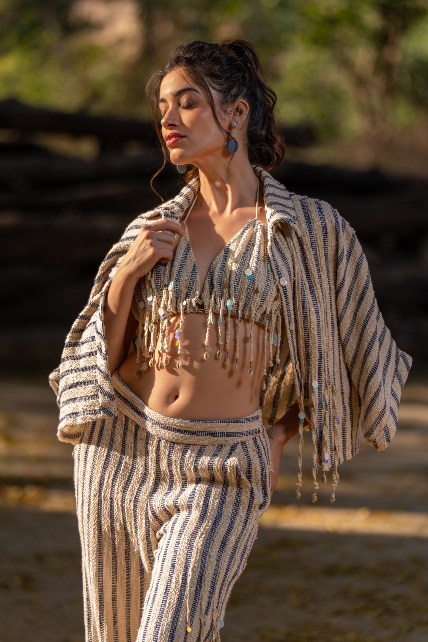 Stripe Embellished Bikini