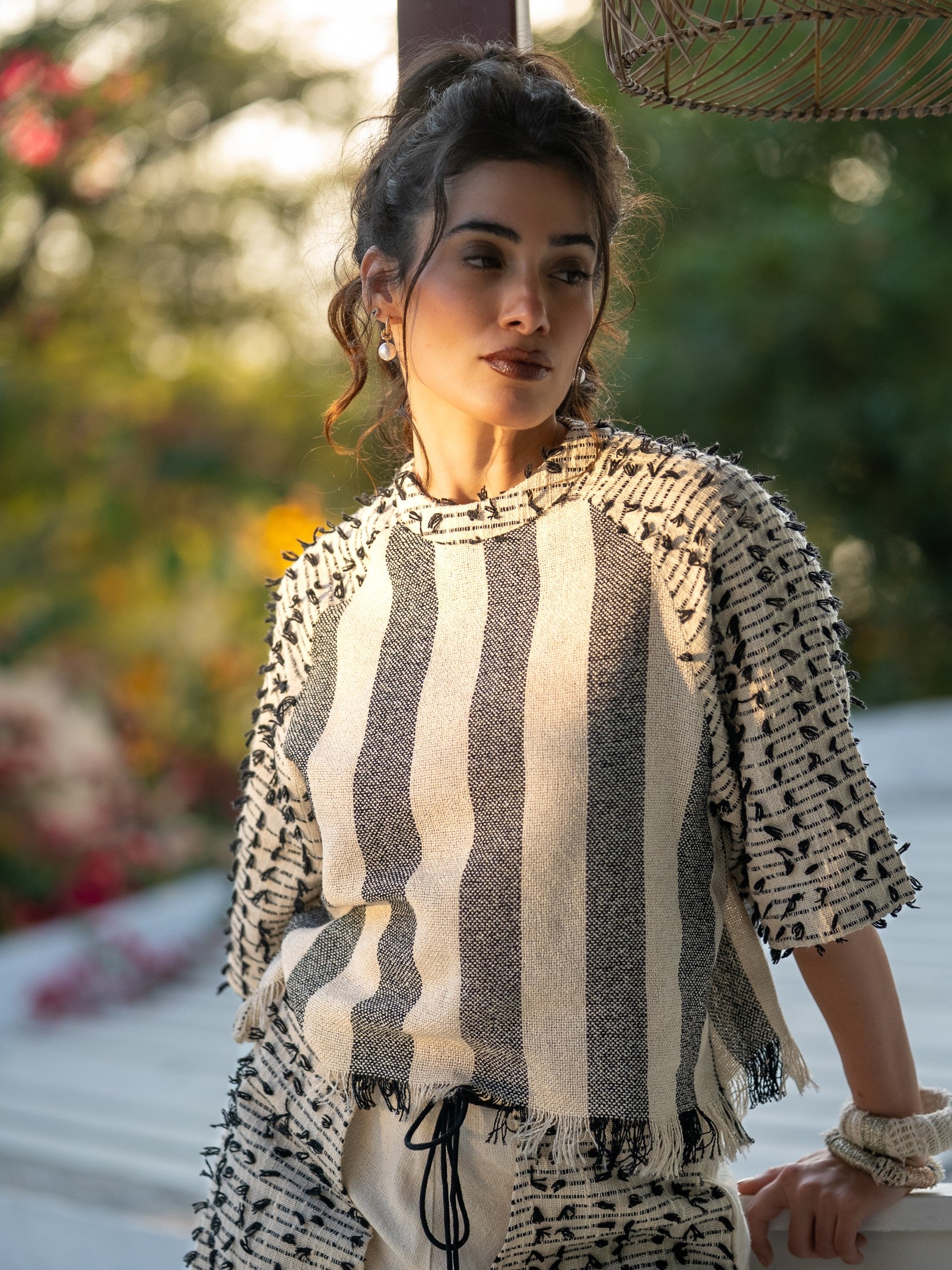 Striped high neck top