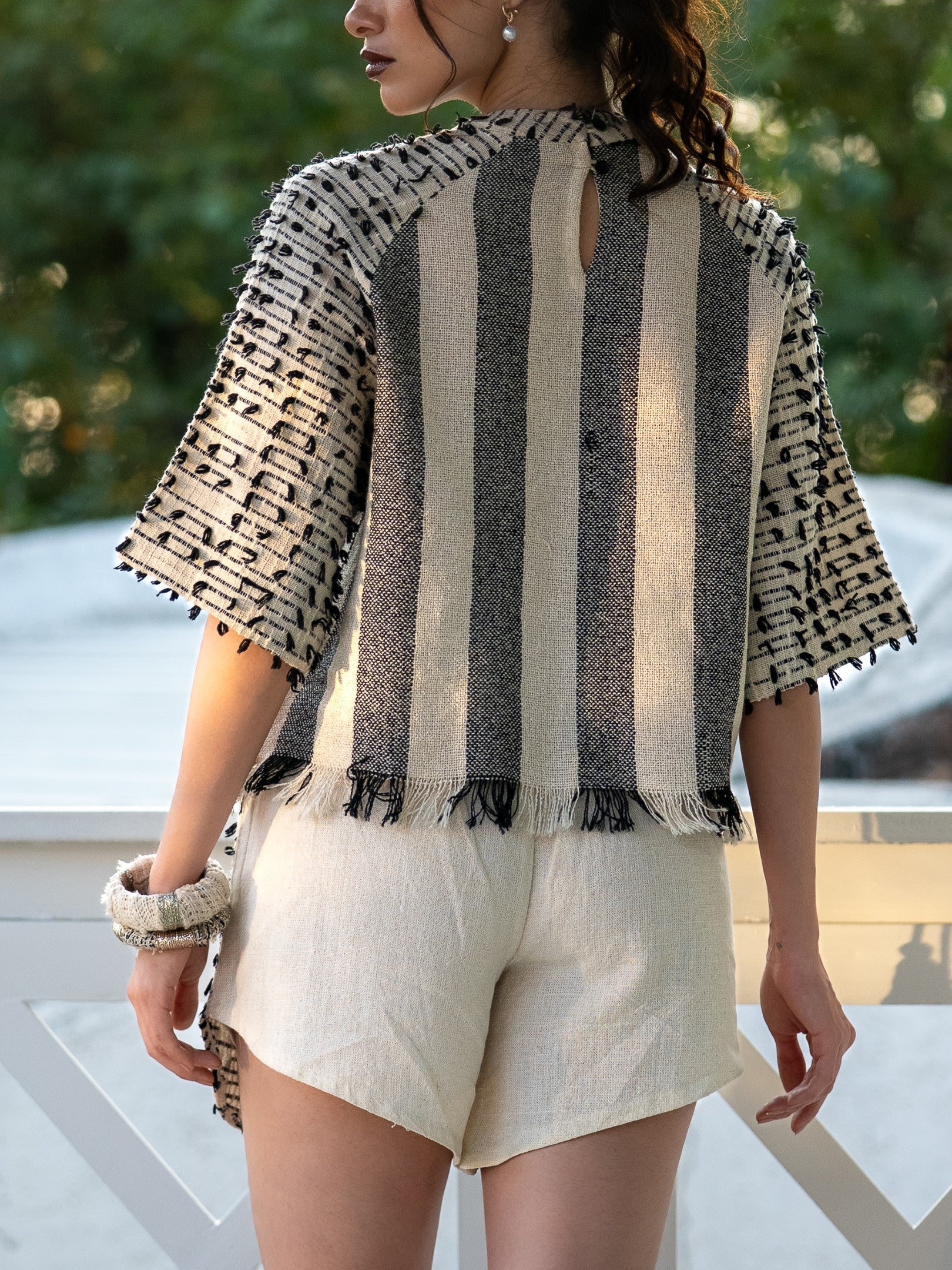 Striped high neck top
