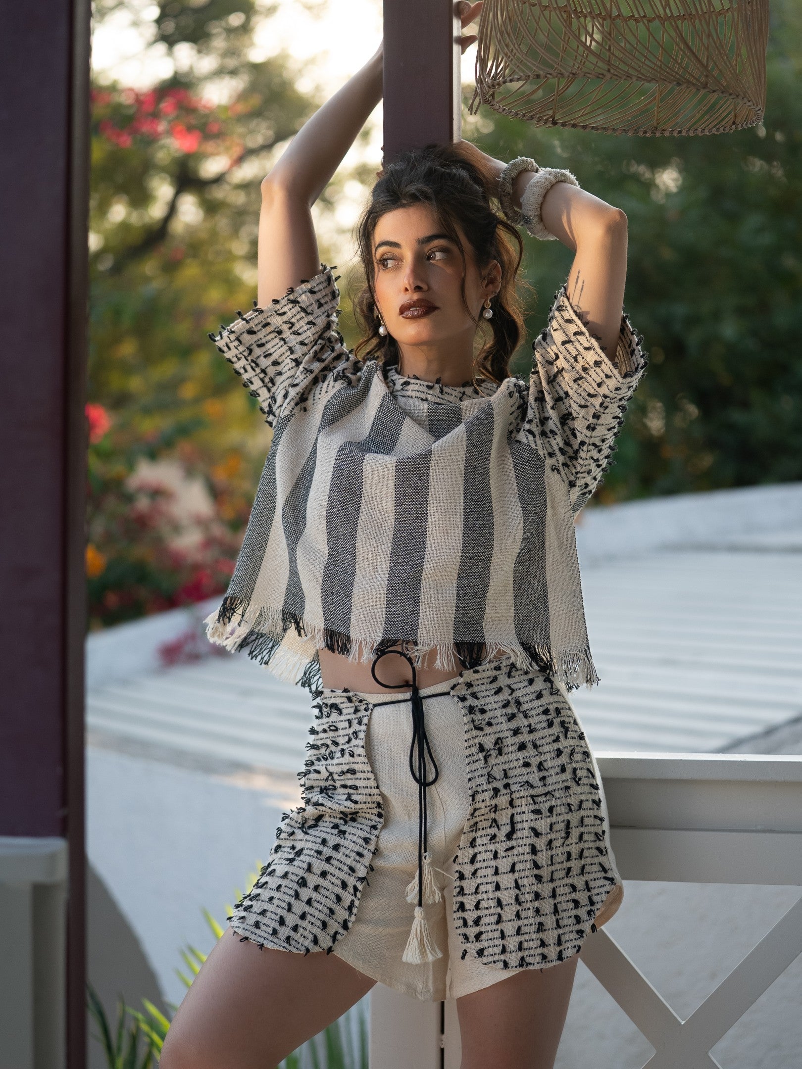 Striped high neck top