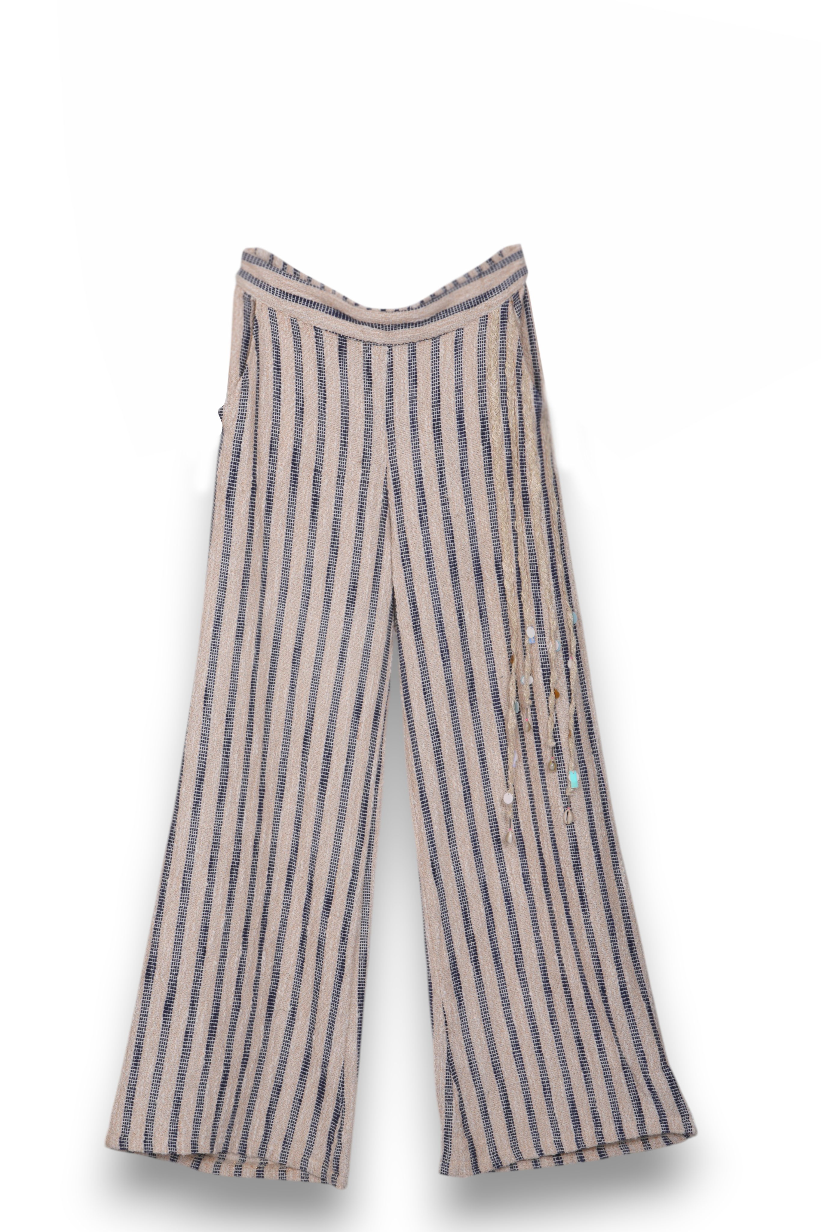 Stripe Jacquard trousers with embellishment