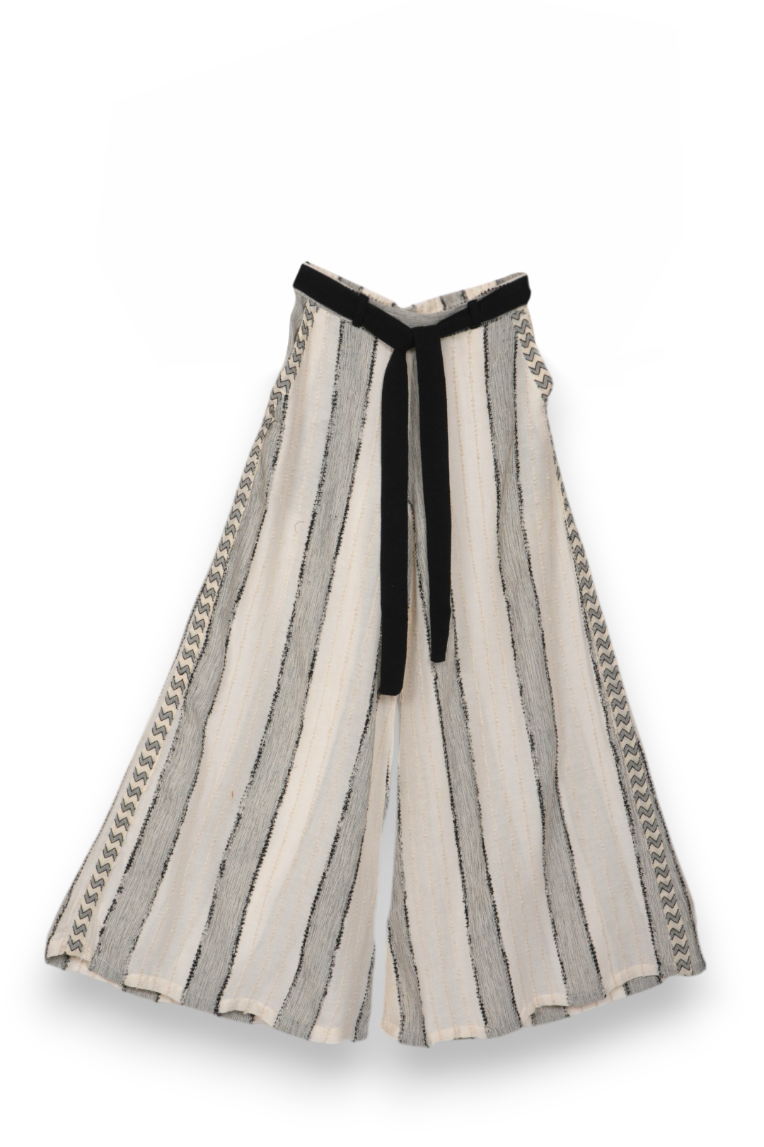 Textured striped wide leg trousers