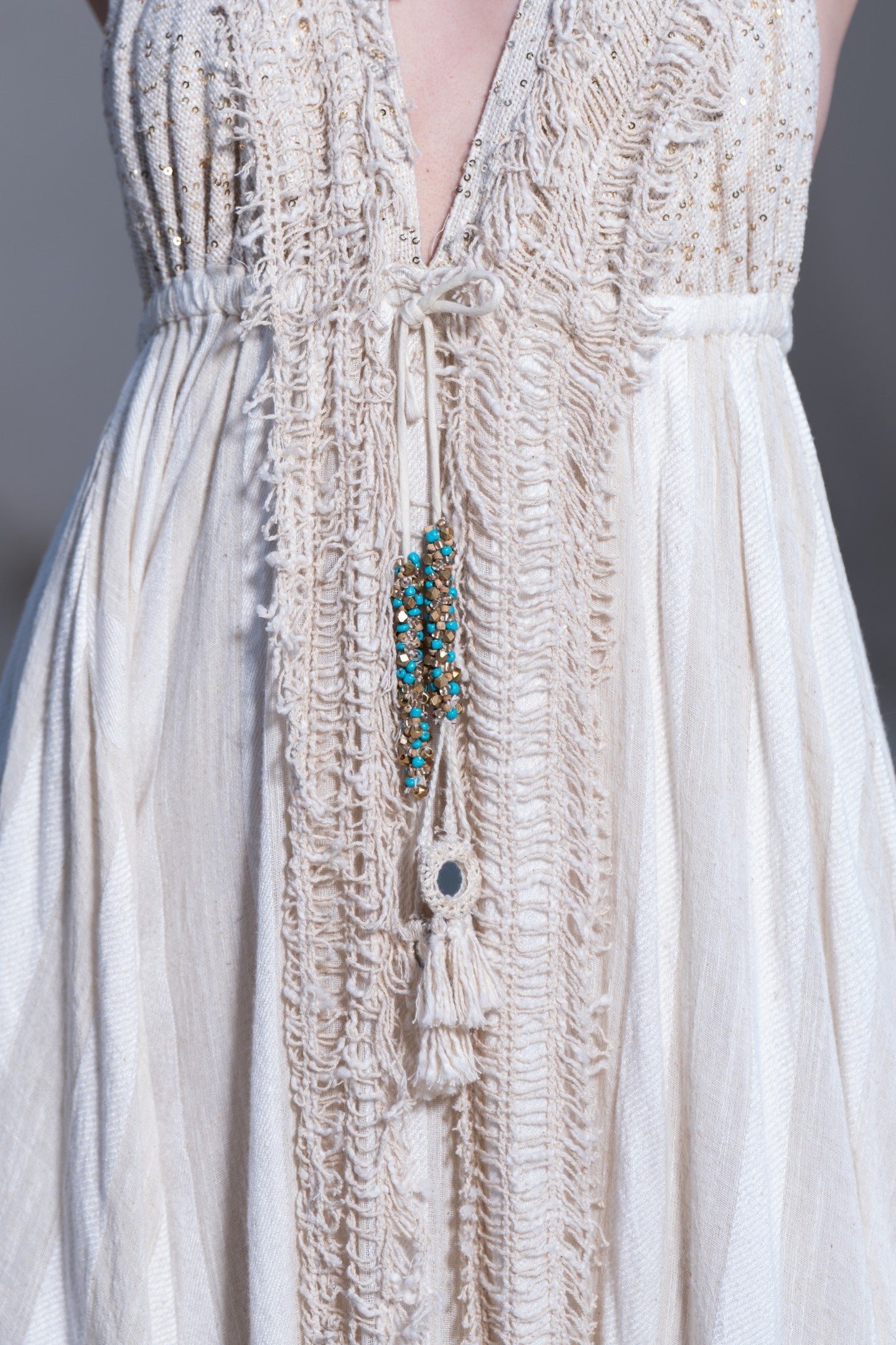 Textured Gold Sequined Long dress