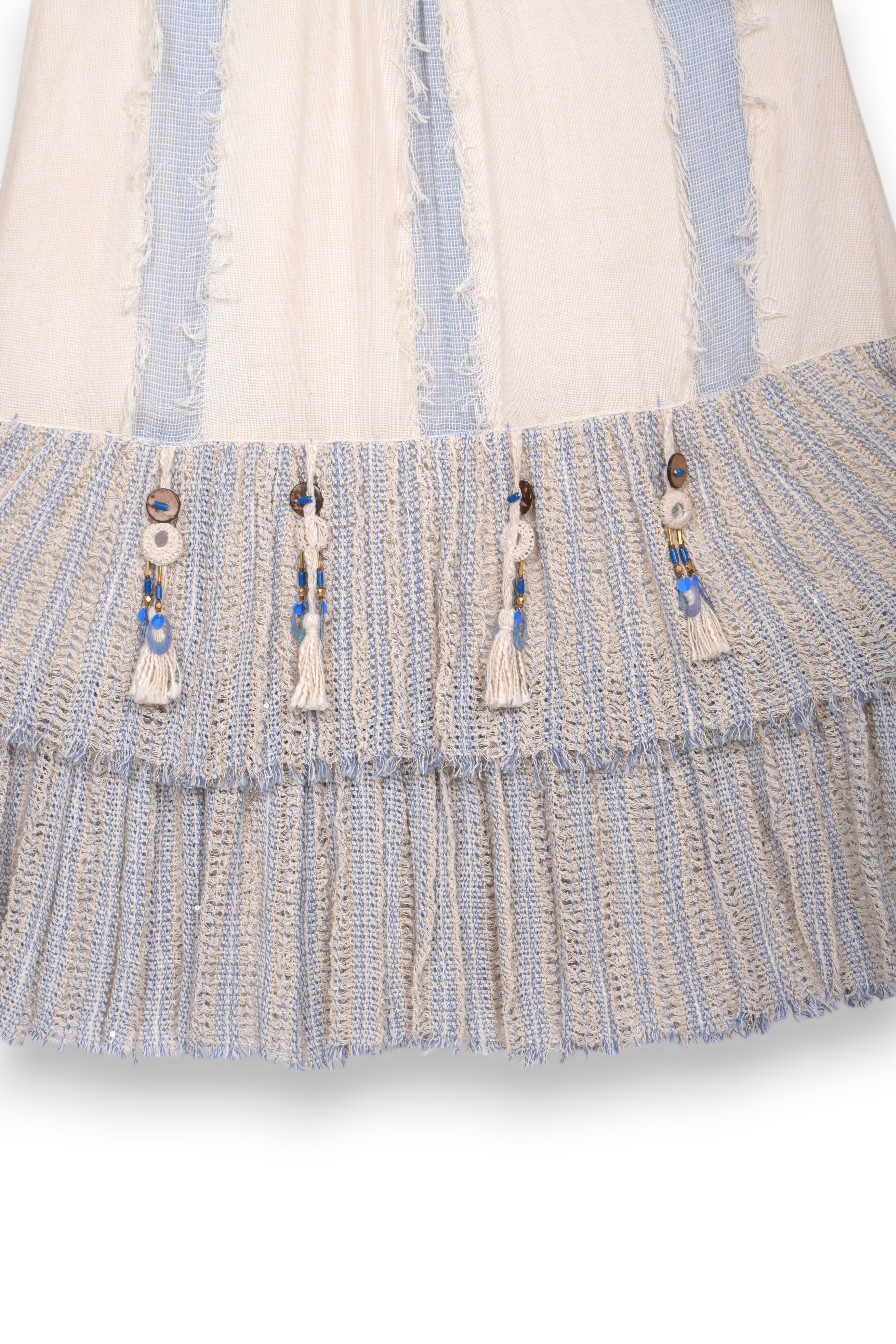Fringe Jacquard Ruffle dress with mirror work