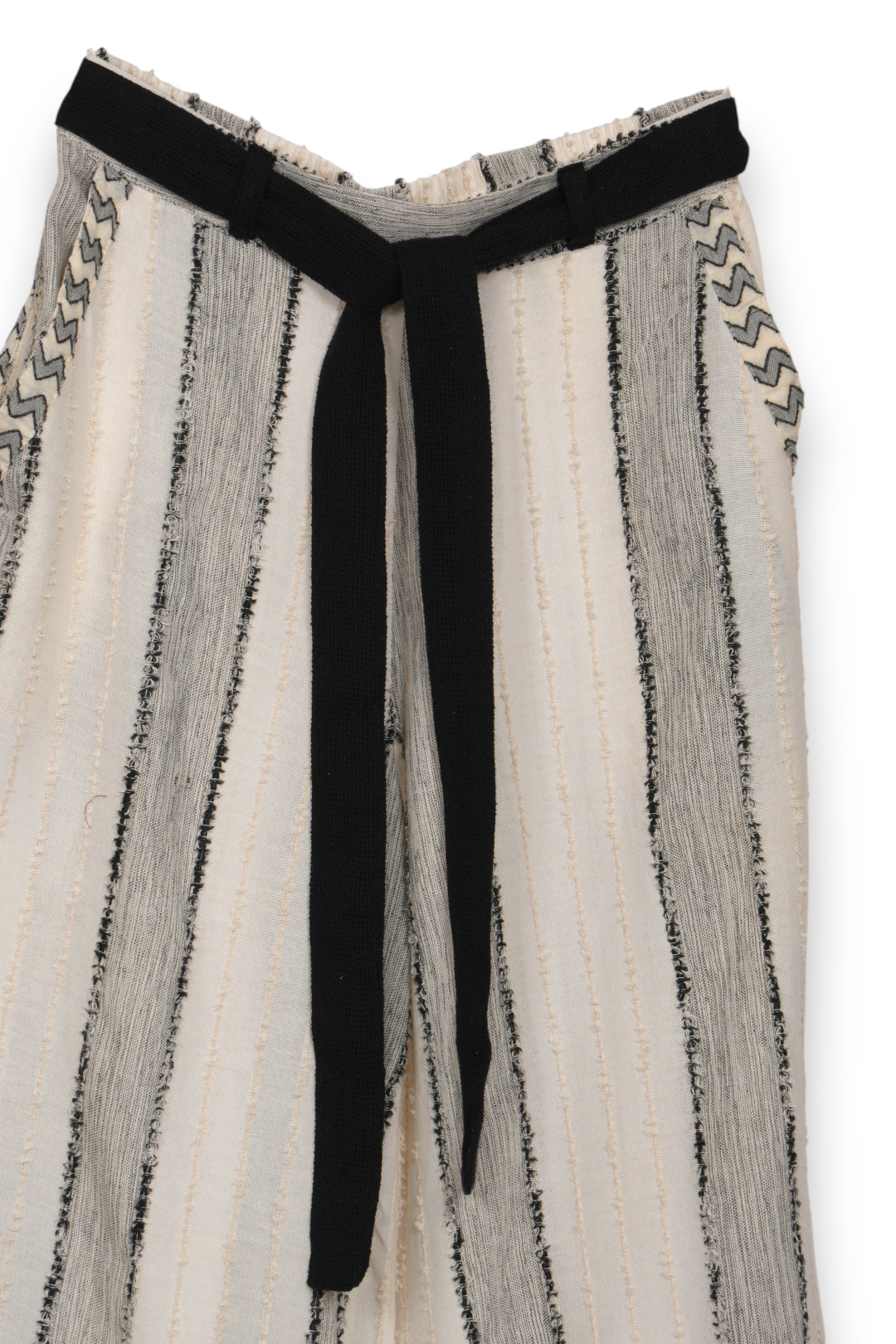 Textured striped wide leg trousers