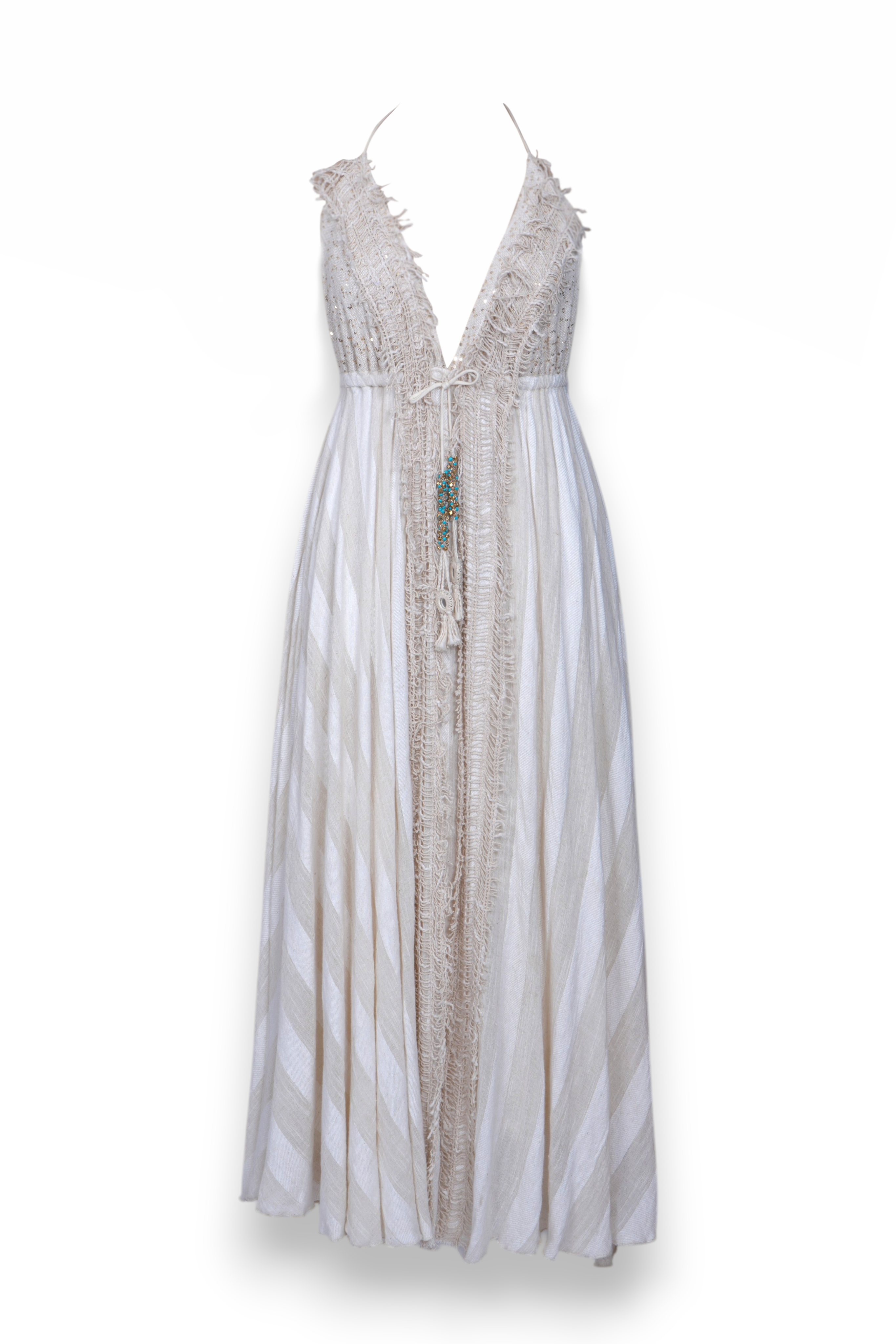 Textured Gold Sequined Long dress