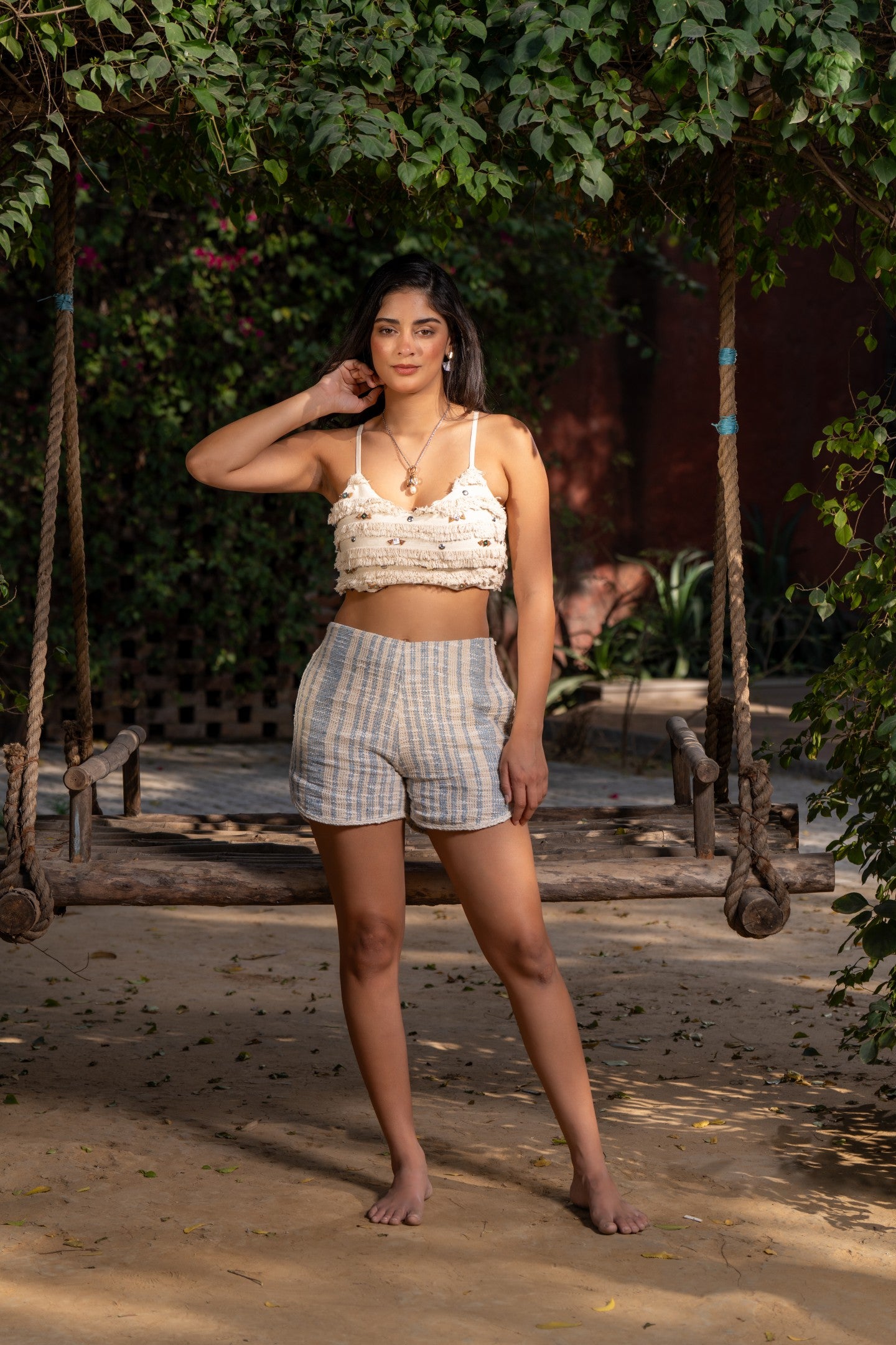 Jali striped shorts