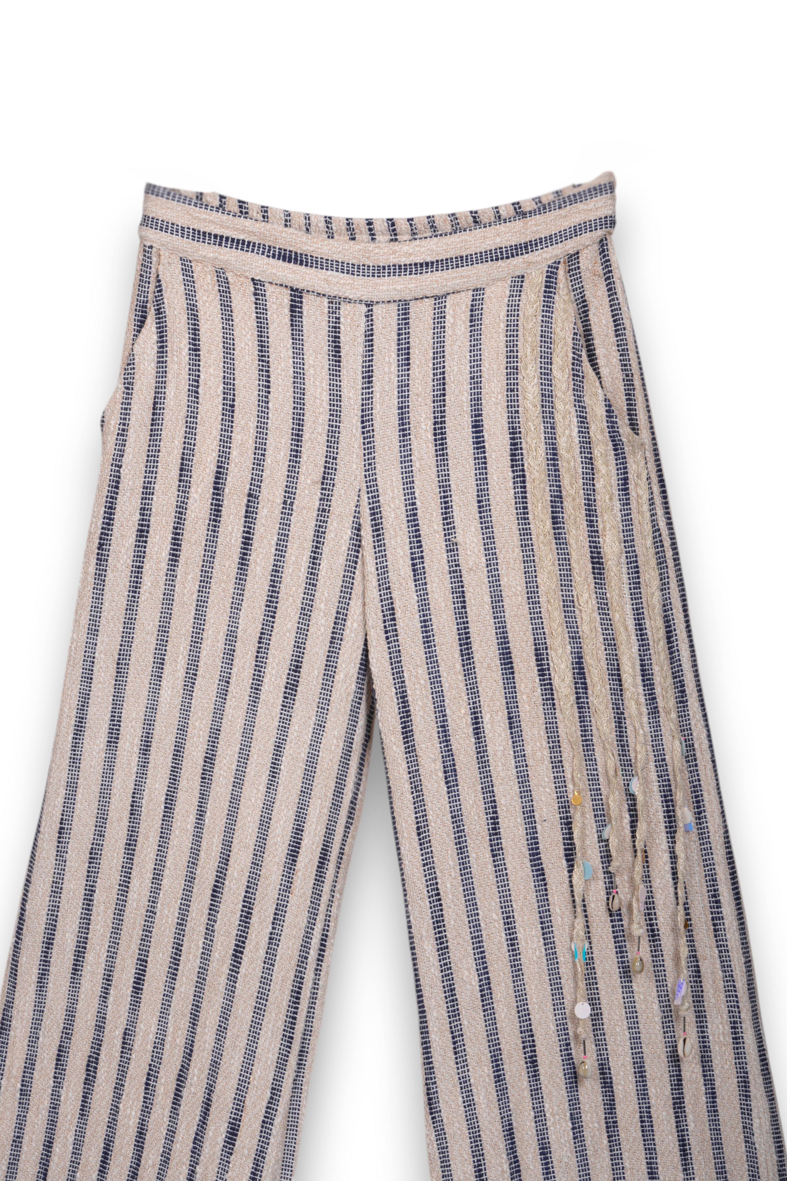 Stripe Jacquard trousers with embellishment