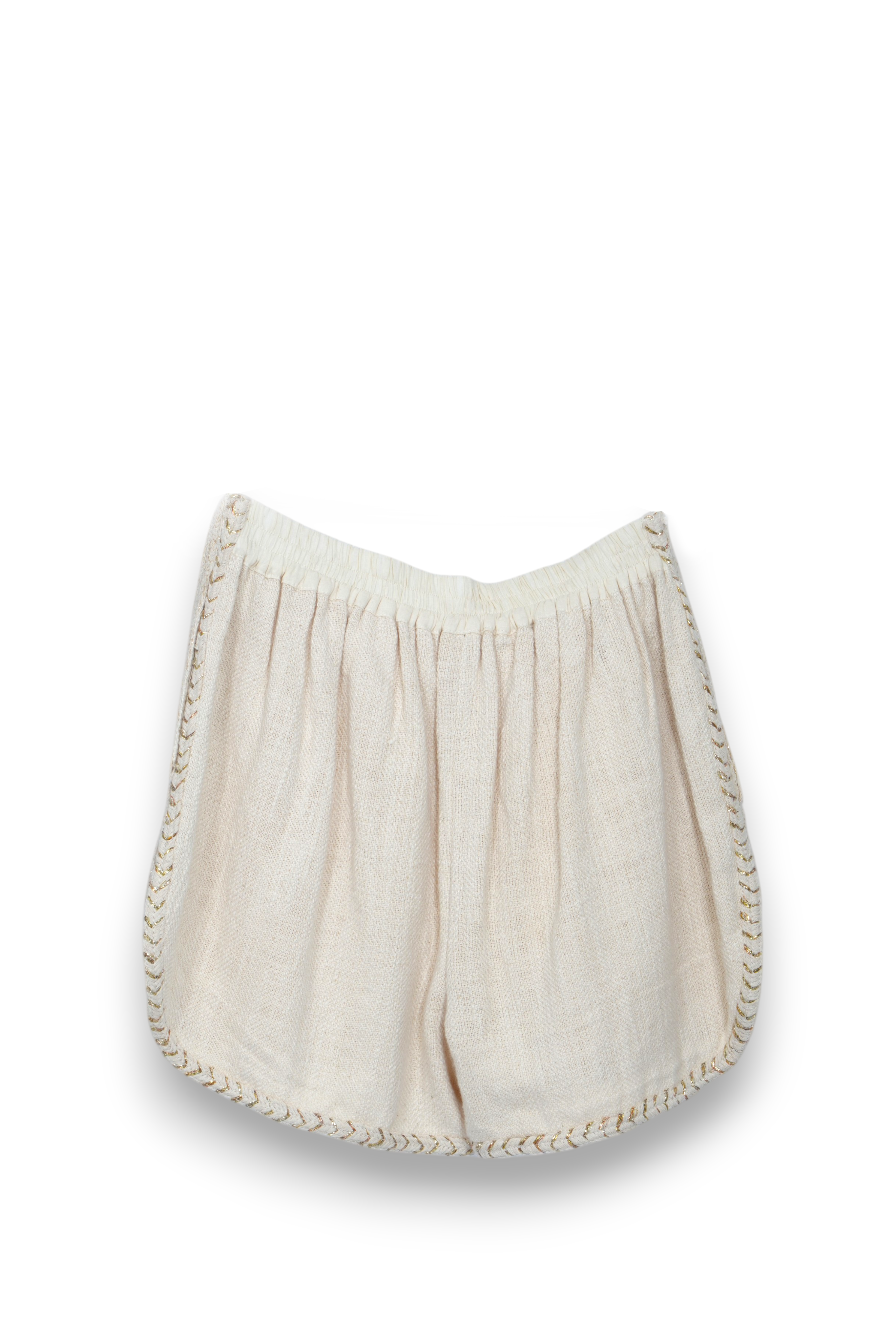 gold braid cotton textured shorts